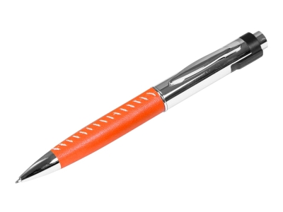 USB 2.0- флешка на 16 Гб в виде ручки с мини чипом, оранжевый, серебристый, кожзам