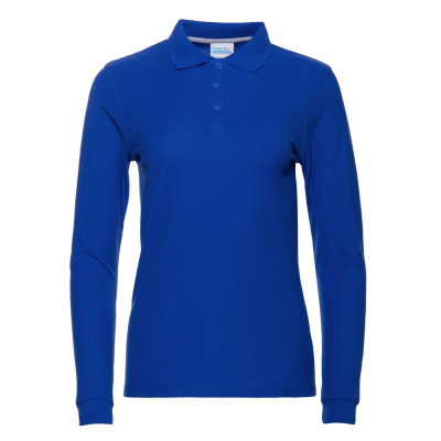 Рубашка поло женская STAN длинный рукав хлопок/полиэстер 185, 04SW, Синий, синий, 185 гр/м2, хлопок