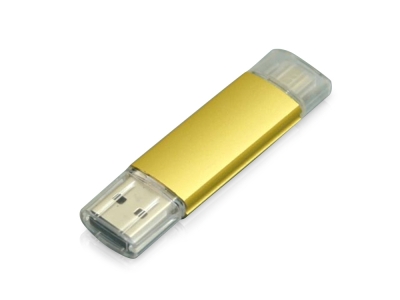 USB 2.0/micro USB- флешка на 16 Гб, желтый, металл