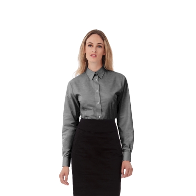 Рубашка женская с длинным рукавом Oxford LSL/women, серый, полиэстер, хлопок