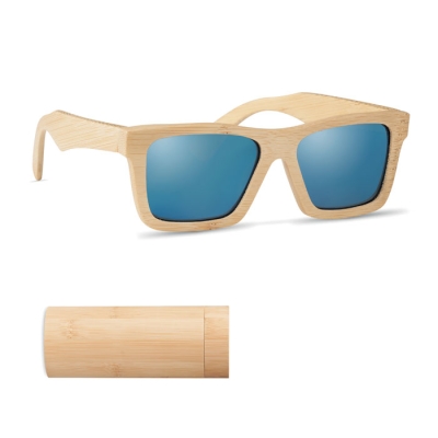 Солнцезащитные очки в футляре, бежевый, бамбук