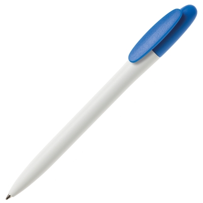 Ручка шариковая BAY, белый корпус/лазурный клип, непрозрачный пластик, бирюзовый, пластик
