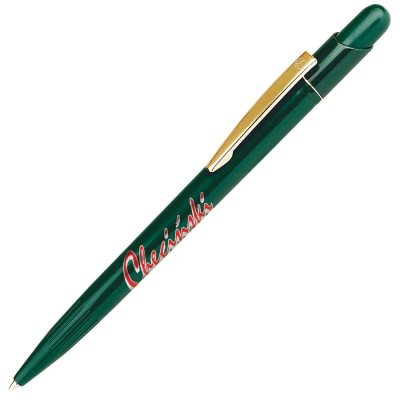 MIR, ручка шариковая с золотистым клипом, зеленый, пластик/металл, зеленый, золотистый, пластик, метал