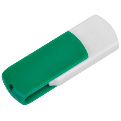 USB flash-карта "Easy" (8Гб), белая с зеленым, 5,7х1,9х1см, пластик, зеленый, белый, пластик