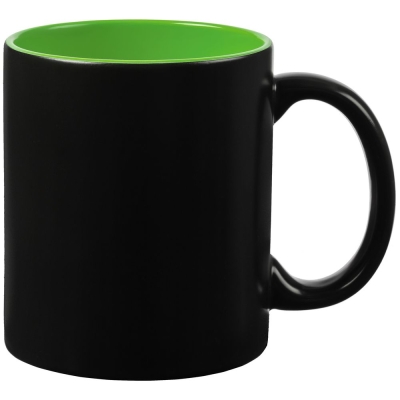 Кружка-хамелеон On Display, матовая, черная с зеленым, черный, зеленый, фарфор