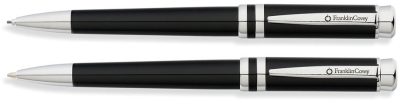 Набор FranklinCovey Freemont: шариковая ручка и карандаш 0.9мм. Цвет - черный., черный, латунь, нержавеющая сталь