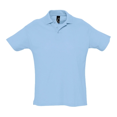 Рубашка поло мужская SUMMER II, голубой, S, 100% хлопок, 170 г/м2, голубой, гребенной хлопок 100%, плотность 170 г/м2, пике