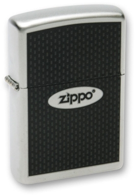 Зажигалка ZIPPO "Zippo Oval", с покрытием Satin Chrome™, латунь/сталь, серебристая, 38x13x57 мм, черный