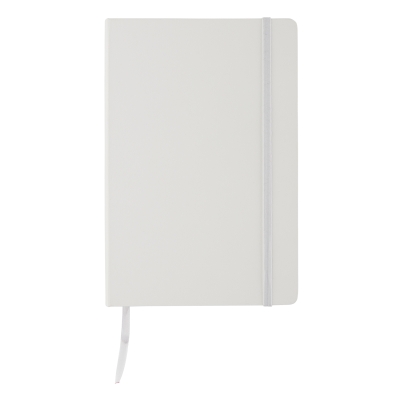Блокнот в твердой обложке формата A5, белый, бумага; полиэстер