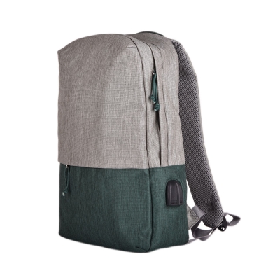 Рюкзак "Beam", серый/зеленый, 44х30х10 см, ткань верха: 100% полиамид, подкладка: 100% полиэстер, серый, зеленый, пластик