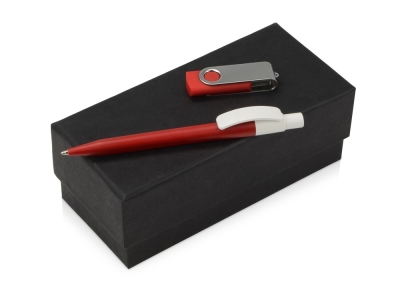 Подарочный набор «Uma Memory» с ручкой и флешкой, красный, soft touch