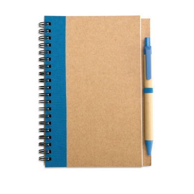 Блокнот с ручкой, синий, бумага