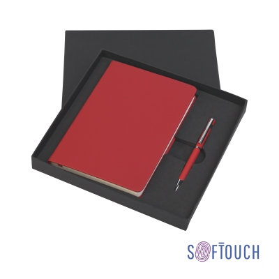 Подарочный набор "Парма", покрытие soft touch, красный, искусственная кожа/металл/soft touch