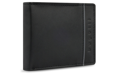 Портмоне BUGATTI Banda, с защитой данных RFID, чёрное, кожа козы/полиэстер, 10,5х2х8,3 см, черный