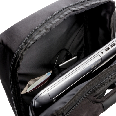Антикражный рюкзак Swiss Peak 15"  с RFID защитой и разъемом USB, черный, полиэстер; polyurethane