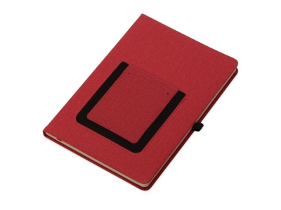 Блокнот А5 «Pocket» с карманом для телефона, красный, пластик