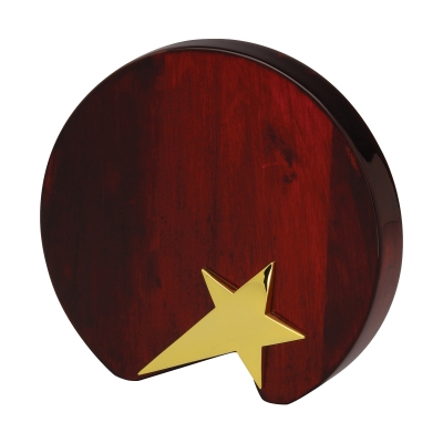 Плакетка наградная "Звезда", коричневый, металл/дерево