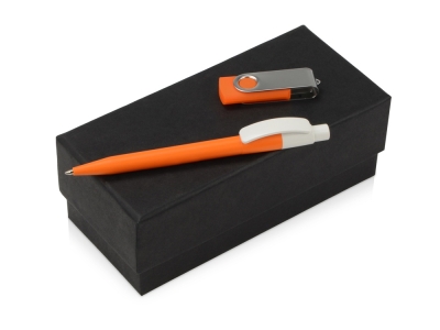 Подарочный набор «Uma Memory» с ручкой и флешкой, оранжевый, soft touch