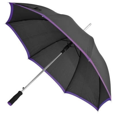 Зонт-трость Highlight, черный с фиолетовым, черный, фиолетовый, эпонж 190t, металл; полиуретан