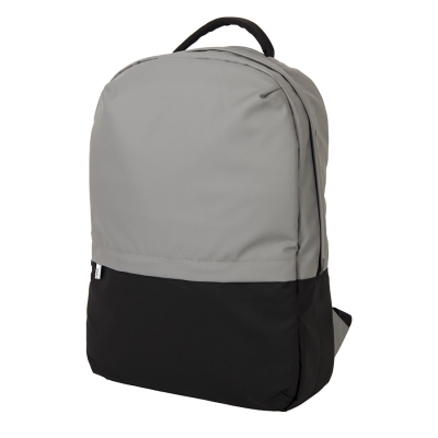 Рюкзак "Hugo", серый/черный, 43х30х10 см, осн. ткань:100% пл-р с пок-тием PU, подкладка:100% пл-р, серый, черный, 100% полиэстер