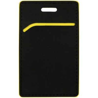 Чехол для пропуска Multimo, черный с желтым, черный, желтый, искусственная кожа; покрытие софт-тач