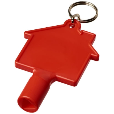 Ключ для счетчиков Maximilian в форме дома с кольцом для брелока, красный
