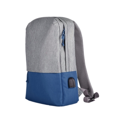 Рюкзак "Beam", серый/ярко-синий, 44х30х10 см, ткань верха: 100% полиамид, подкладка: 100% полиэстер, серый, синий, пластик