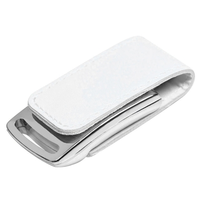 USB flash-карта "Lerix" (8Гб), белый, 6х2,5х1,3см, металл, искусственная кожа, белый, серебристый, металл, кожа искусственная