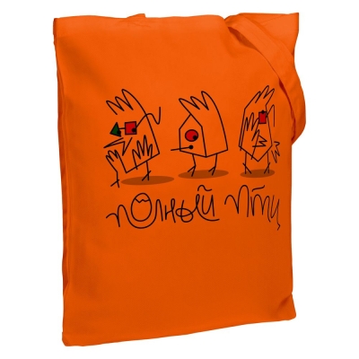 Холщовая сумка «Полный птц», оранжевая, оранжевый, хлопок