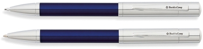 Набор FranklinCovey Greenwich: шариковая ручка и карандаш 0.9мм. Цвет - синий + хромовый., синий, латунь, нержавеющая сталь