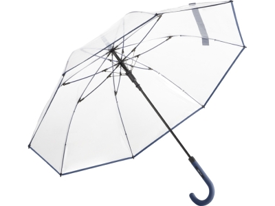 Зонт-трость «Pure» с прозрачным куполом, синий, прозрачный, полиэстер, пластик