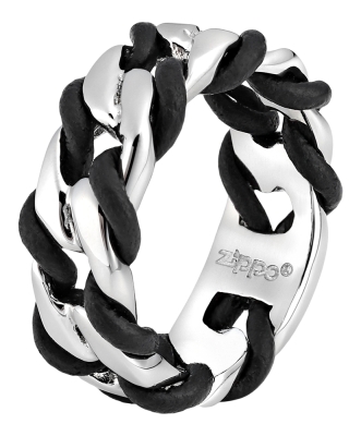Кольцо ZIPPO, серебристо-чёрное, нержавеющая сталь, диаметр 22,3 мм, серебристый