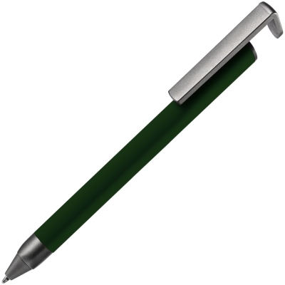 Ручка шариковая Standic с подставкой для телефона, зеленая, зеленый
