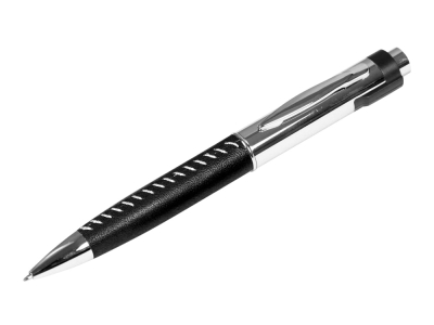 USB 2.0- флешка на 16 Гб в виде ручки с мини чипом, черный, серебристый, кожзам