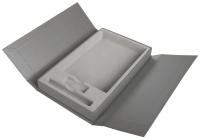 Коробка Three Part с ложементом под ежедневник, флешку и ручку, серая, серый, картон