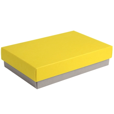 Коробка подарочная CRAFT BOX, 17,5*11,5*4 см, серый, желтый, картон 350 гр/м2, серый, желтый, картон