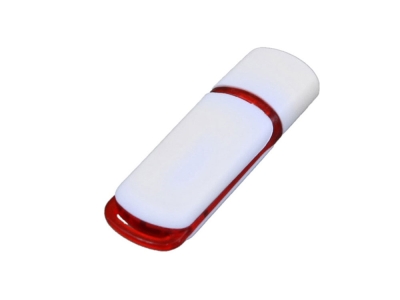 USB 2.0- флешка на 4 Гб с цветными вставками, белый, красный, пластик