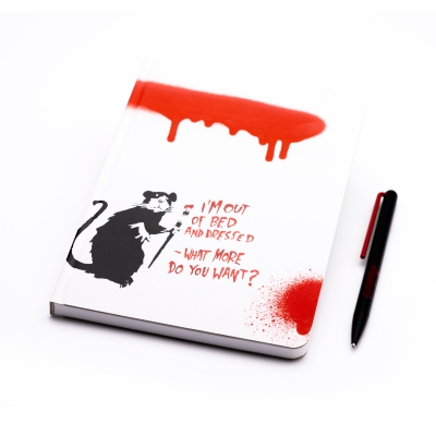 Набор Pininfarina Banksy Крыса: шариковая ручка GrafeeX и тетрадь 14х21см каменная бумага, 64 листа, линованная
