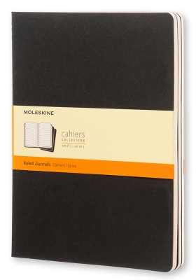 Блокнот Moleskine CAHIER JOURNAL QP321 XLarge 190х250мм обложка картон 120стр. линейка черный (3шт)
