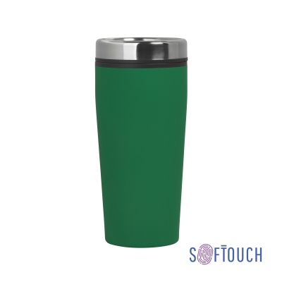 Термостакан "Европа" 500 мл, покрытие soft touch, зеленый, пластик/soft touch/нержавеющая сталь