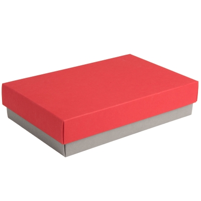 Коробка подарочная CRAFT BOX, 17,5*11,5*4 см, серый, красный, картон 350 гр/м2, серый, красный, картон