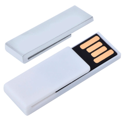USB flash-карта "Clip" (8Гб), белая, 3,8х1,2х0,5см, пластик, белый, пластик