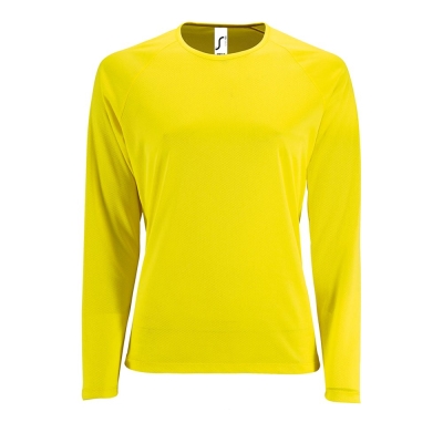 Футболка с длинным рукавом Sporty LSL Women, желтый неон, желтый, полиэстер 100%, плотность 140 г/м²