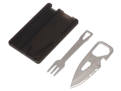 Мультиинструмент с ножом и вилкой «Hungry», черный, серебристый, металл