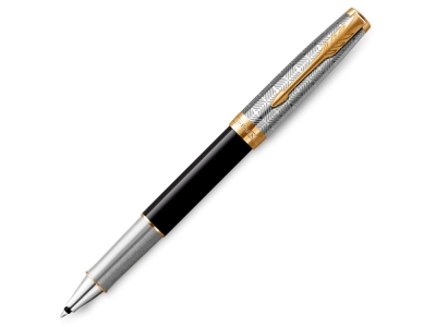 Ручка роллер Parker Sonnet, черный, желтый, серебристый, металл