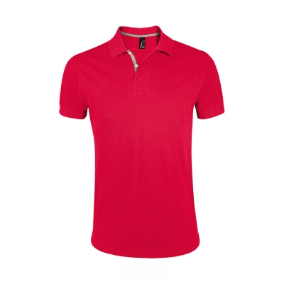 Рубашка поло мужская "Portland Men" красный, серый_S, 100% х/б, 200г/м2, красный, 100% хлопок, плотность 200г/м2
