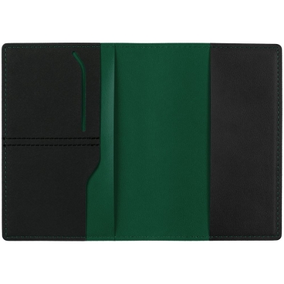 Обложка для паспорта Multimo, черная с зеленым, черный, зеленый