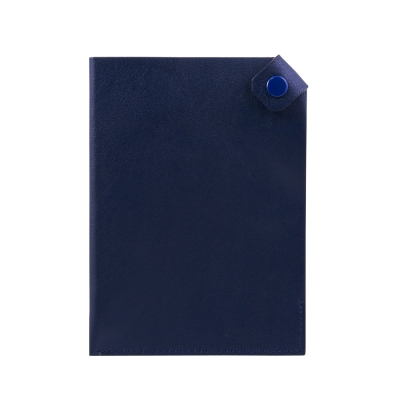 Чехол для паспорта PURE 140*100 мм., застежка на кнопке, натуральная кожа (гладкая), синий, синий