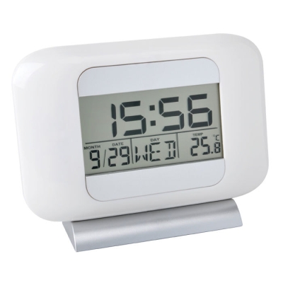 Часы - метеостанция настольная с календарем "Tokio", 20х13,8х2см, пластик, белый, пластик