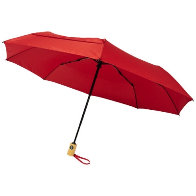 21-дюймовый автоматически открывающийся/закрывающийся зонт Bo из переработанного ПЭТ-пластика, красный